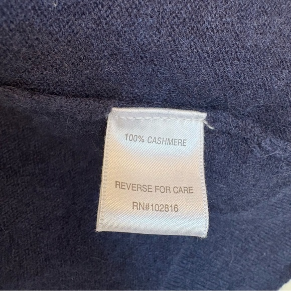Garnet Hill Blue 100% Cashmere Button Up Cardigan Sweater Size Medium - Picture 4 of 4